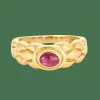 Bague chevalière or jaune et rubis