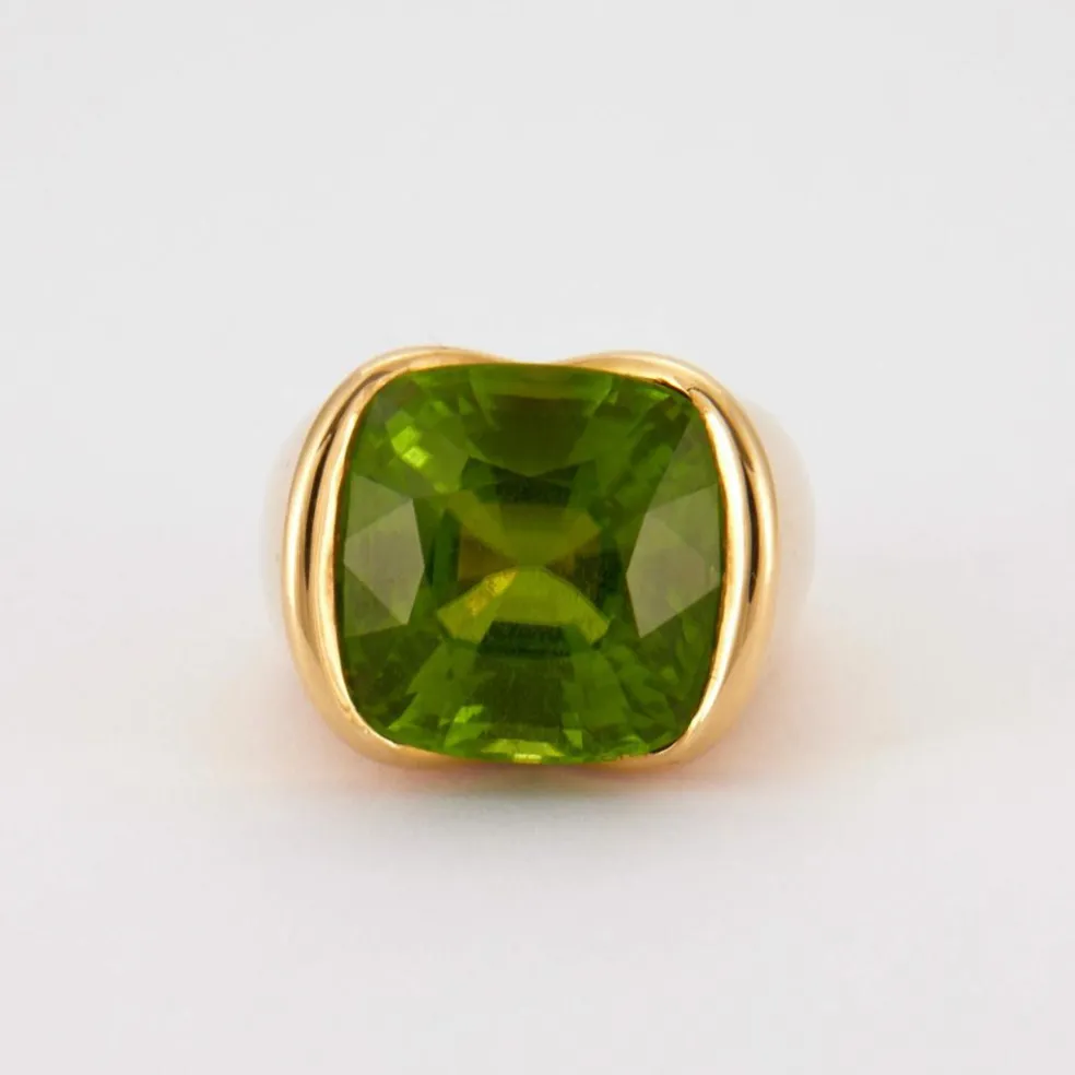 Bague Chevalière Or Jaune Péridot