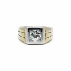 Bague chevalière or jaune et diamant