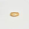 Bague chevalière or jaune diamant