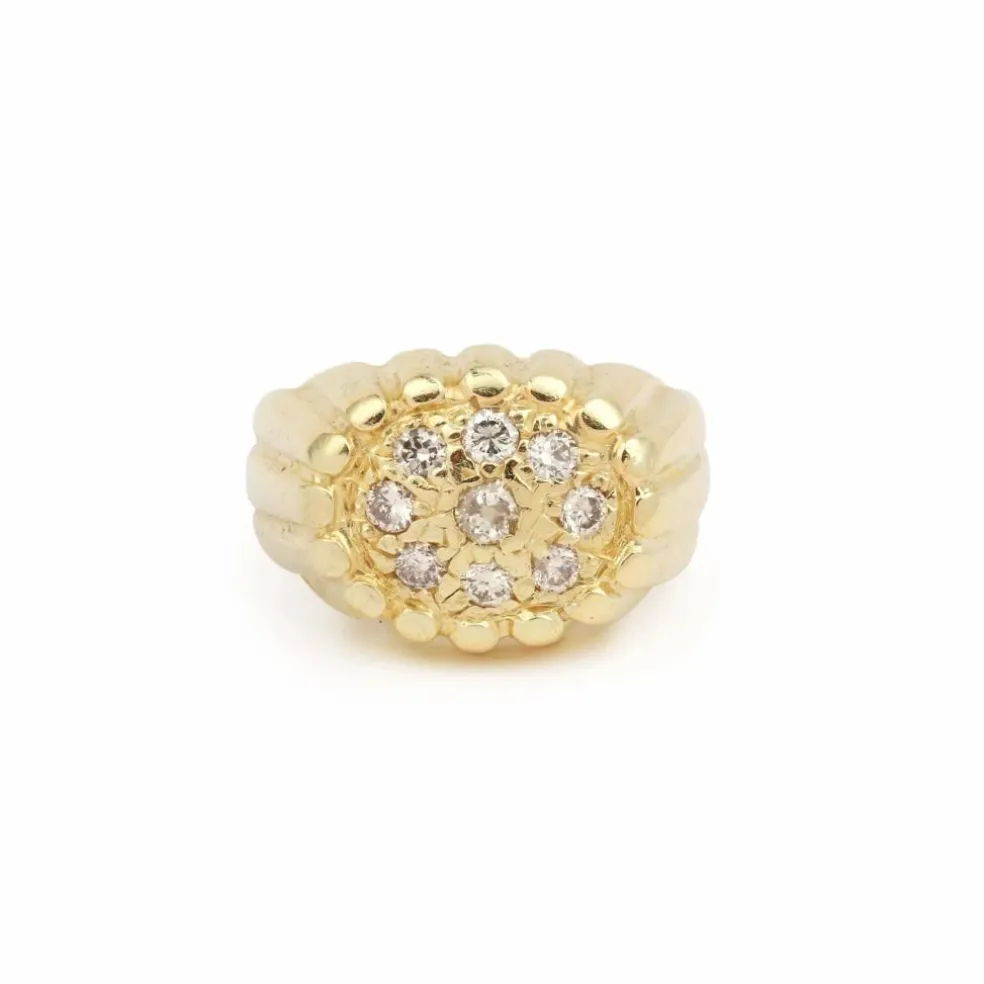 Bague Chevalière or jaune diamants