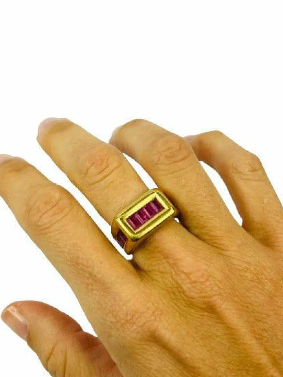 Bague Chevalière Or jaune ligne de Tourmaline