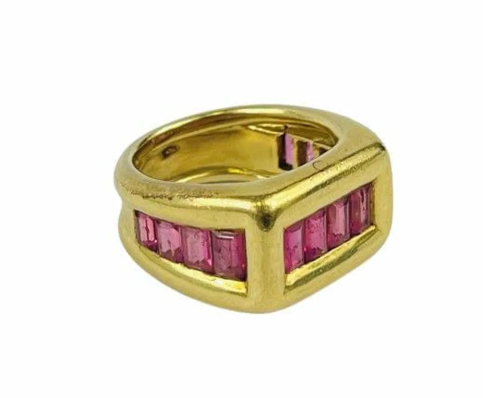 Bague Chevalière Or jaune ligne de Tourmaline