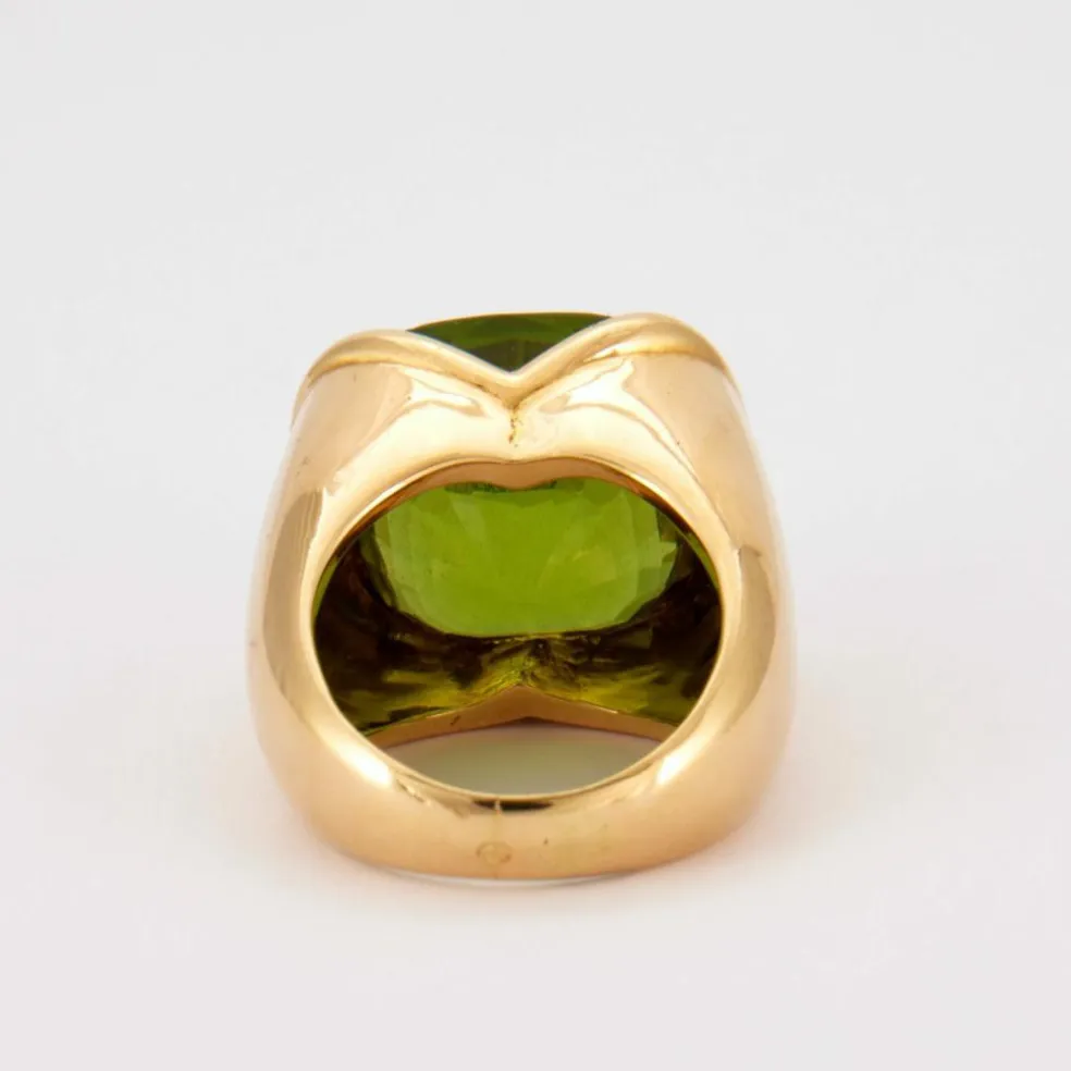 Bague Chevalière Or Jaune Péridot