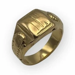 Bague chevalière or jaune à motifs
