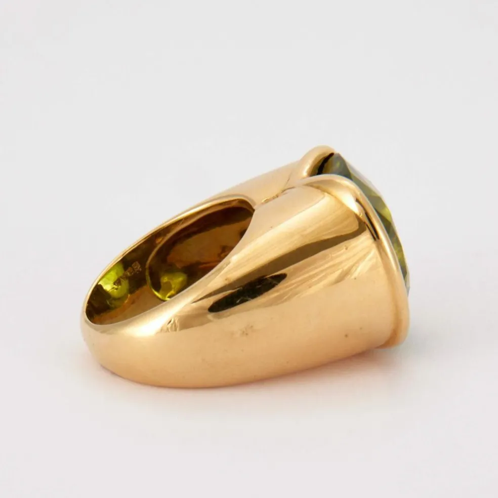 Bague Chevalière Or Jaune Péridot