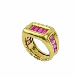 Bague Chevalière Or jaune ligne de Tourmaline