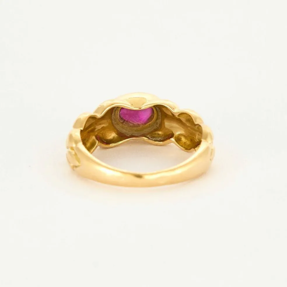 Bague chevalière or jaune et rubis
