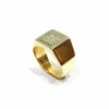 Bague Chevalière Or Rose Pavage De Diamants