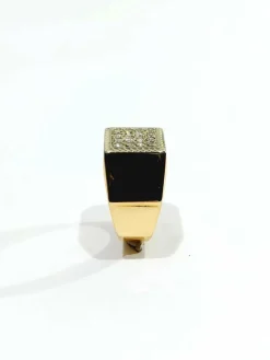 Bague Chevalière Or Rose Pavage De Diamants
