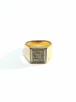 Bague Chevalière Or Rose Pavage De Diamants