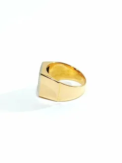 Bague Chevalière Or Rose Pavage De Diamants