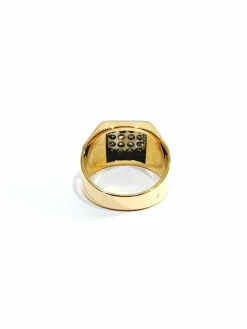 Bague Chevalière Or Rose Pavage De Diamants