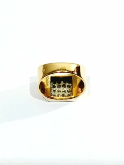 Bague Chevalière Or Rose Pavage De Diamants