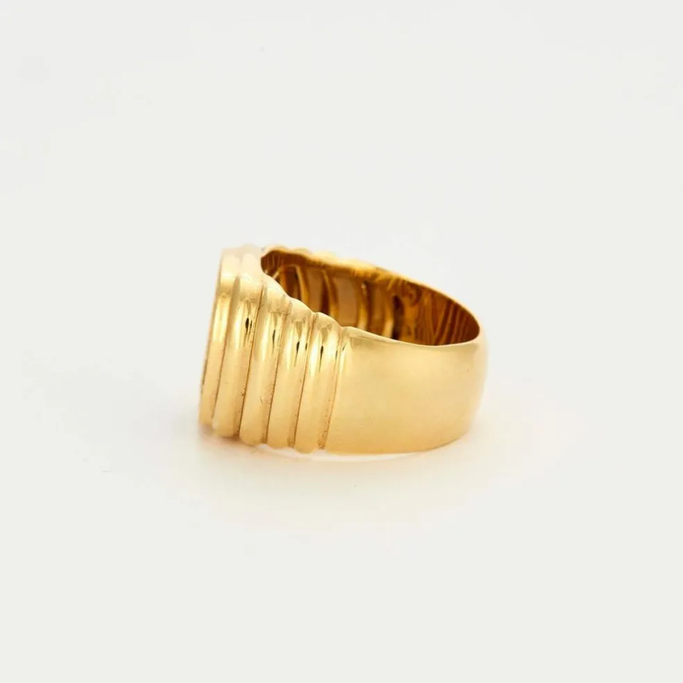 Bague Chevalière plateau diamants/rubis