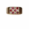 Bague Chevalière Rubis Diamants