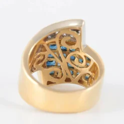 Bague Chevalière Saphirs Diamants