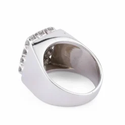 Bague chevalière Vintage Rectangulaire Or Gris Diamants