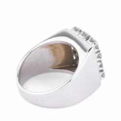 Bague chevalière Vintage Rectangulaire Or Gris Diamants