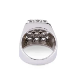 Bague chevalière Vintage Rectangulaire Or Gris Diamants