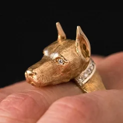 Bague chien et son collier diamants