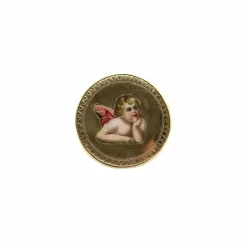 Bague chérubin ailé en émail doré de style victorien
