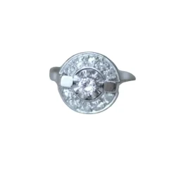 Bague Cible Art Déco Or Blanc Platine Diamant