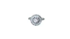 Bague cible Art Déco Or blanc Platine Diamants