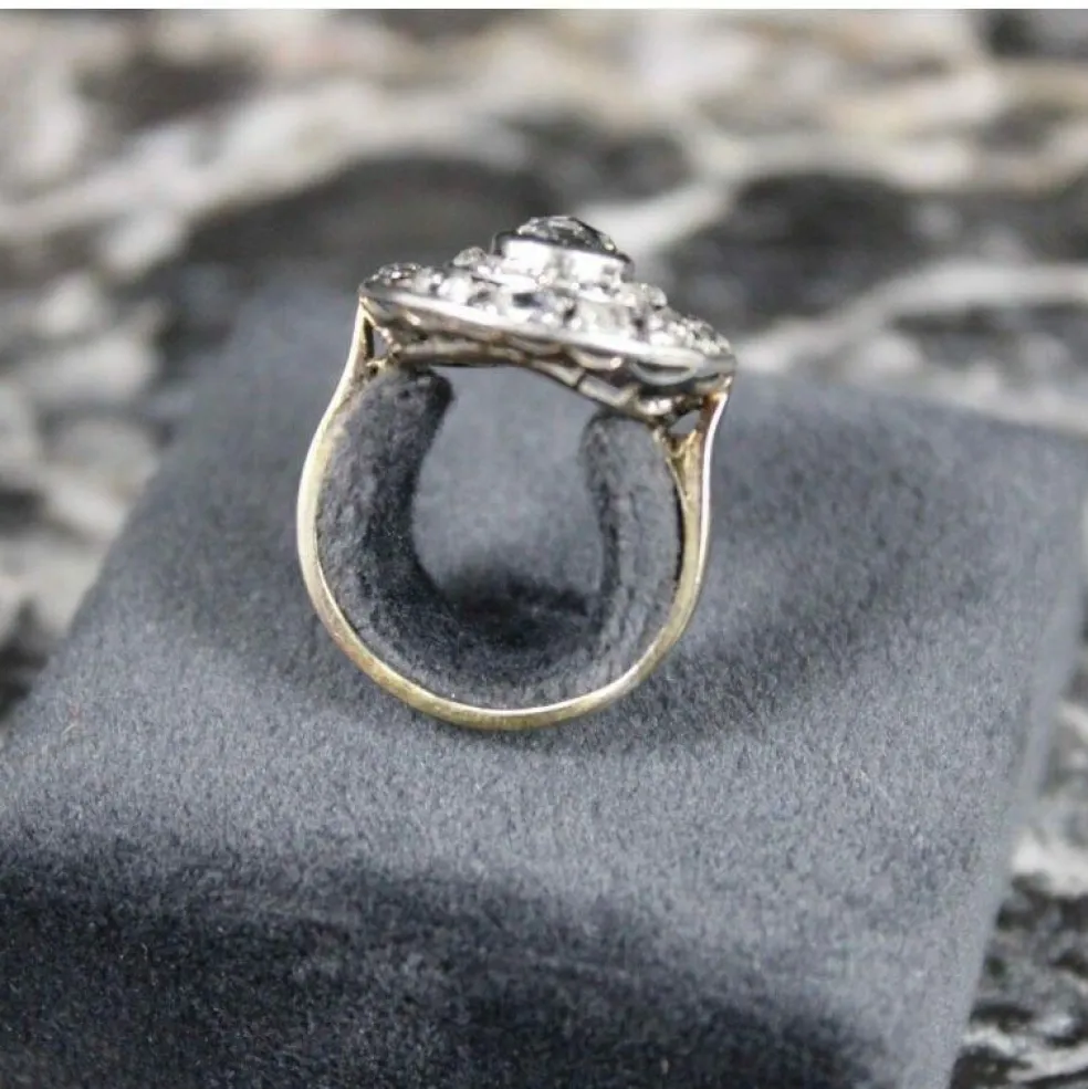 Bague Cible Art Déco or blanc et diamants