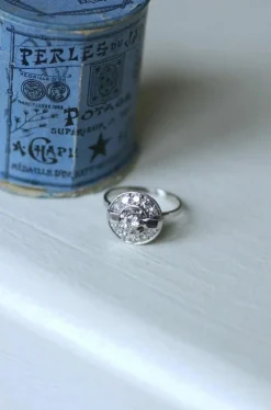 Bague Cible Art Déco Or Blanc Platine Diamant
