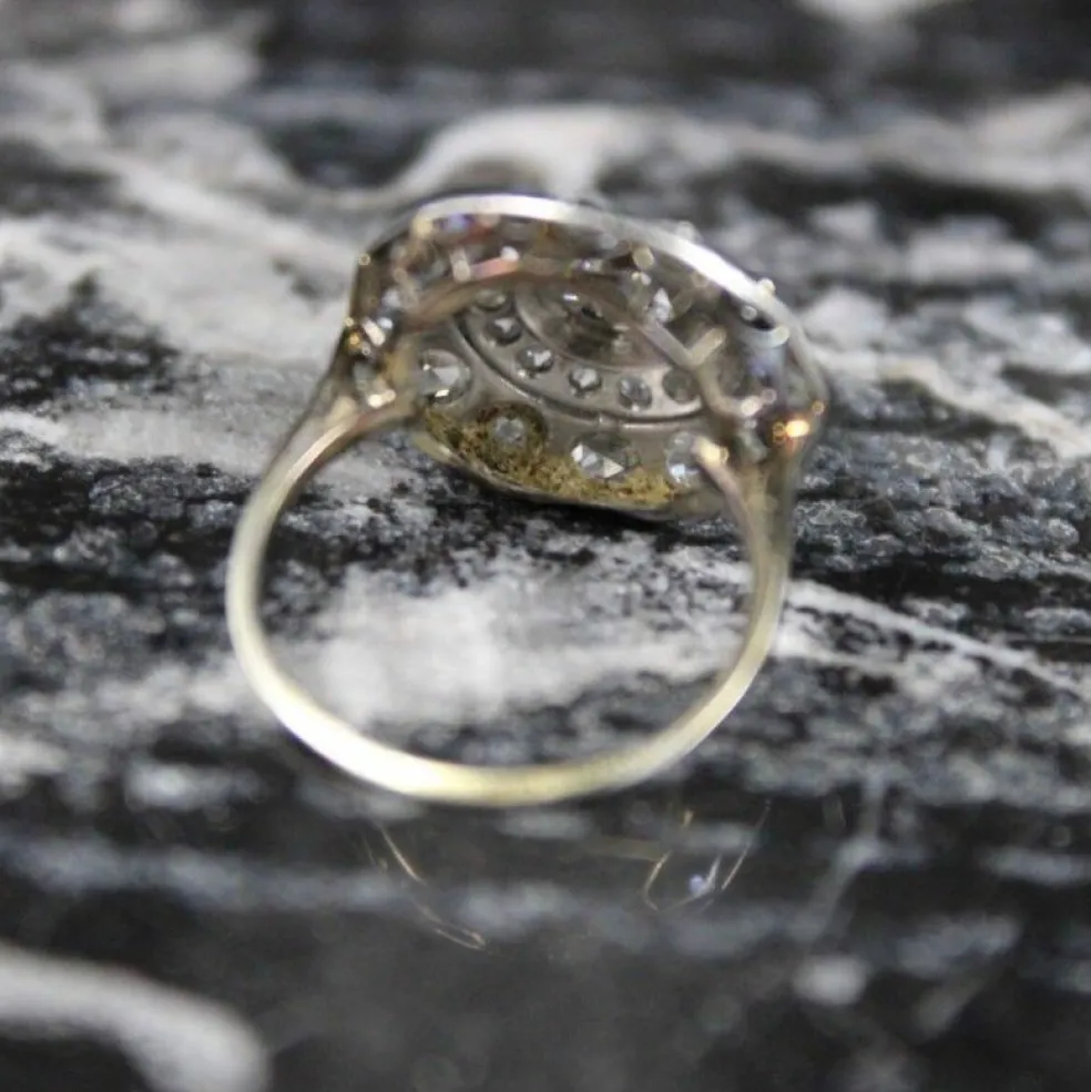 Bague Cible Art Déco or blanc et diamants