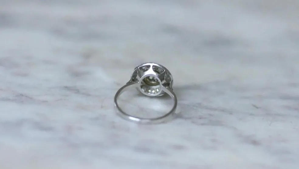 Bague Cible Art Déco Or Blanc Platine Diamant