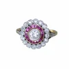 Bague Cible Belle Epoque Diamants et Rubis Calibrés