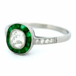 Bague cible diamant émeraude platine