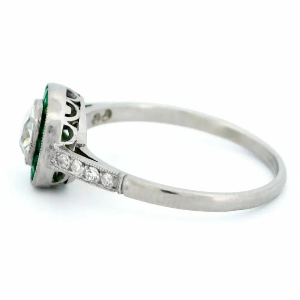 Bague cible diamant émeraude platine