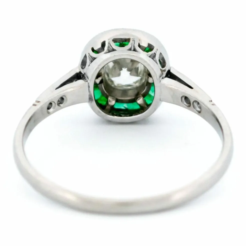 Bague cible diamant émeraude platine
