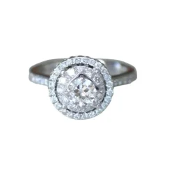 Bague Cible Double Entourage or blanc diamants