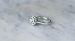 Bague Cible Double Entourage or blanc diamants