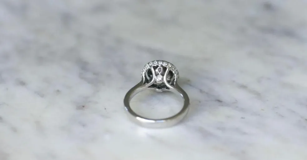 Bague Cible Double Entourage or blanc diamants