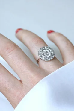 Bague Cible Ronde Art Deco Diamants 1,60 Cts