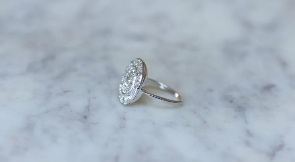 Bague Cible Ronde Art Deco Diamants 1,60 Cts