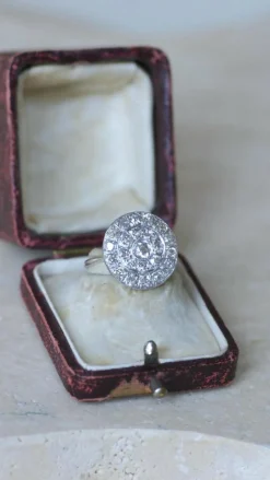 Bague Cible Ronde Art Deco Diamants 1,60 Cts