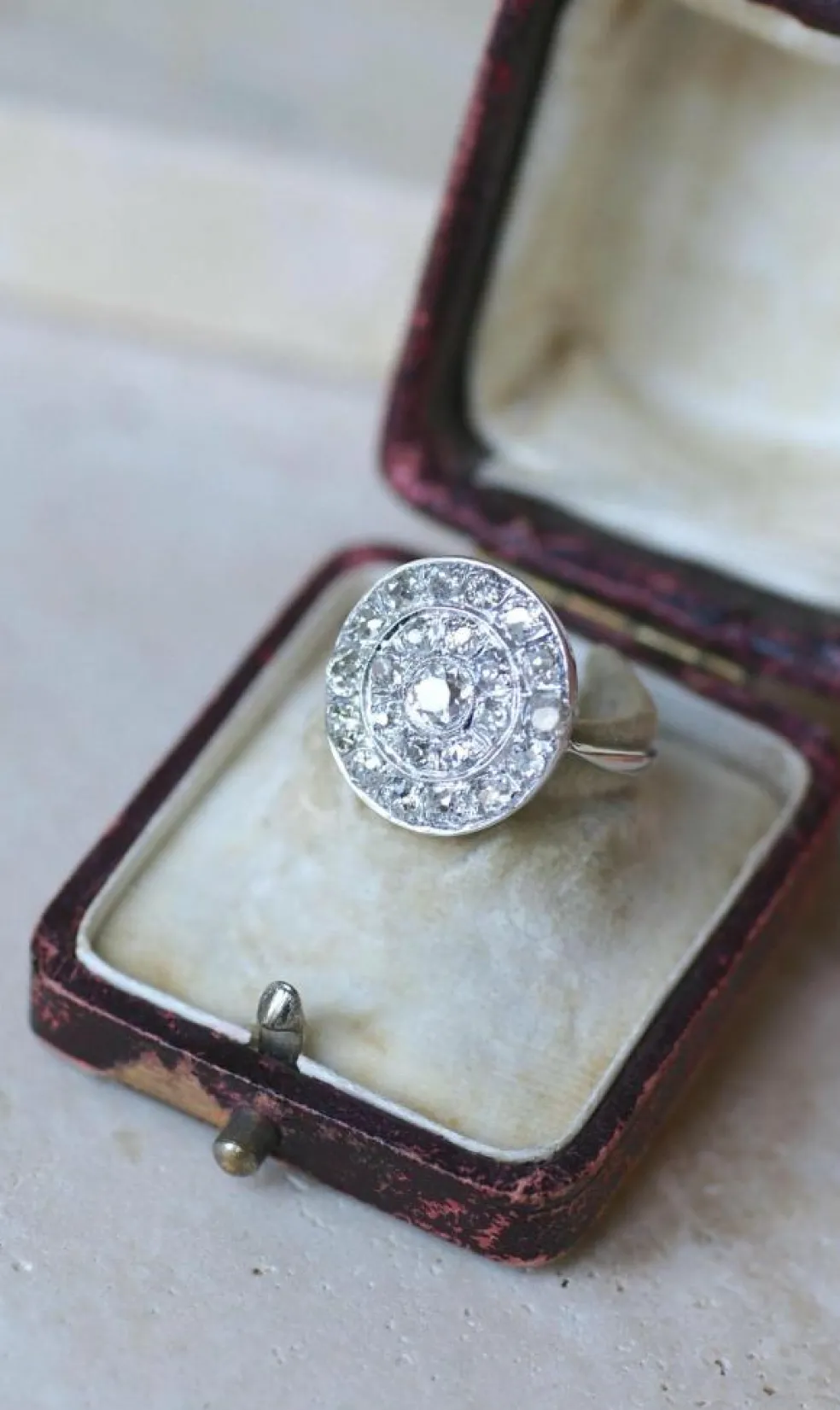 Bague Cible Ronde Art Deco Diamants 1,60 Cts