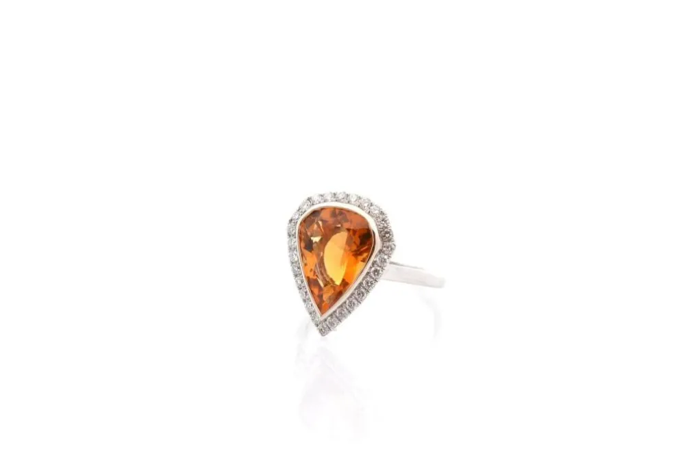 Bague citrine de 4,06cts et diamants