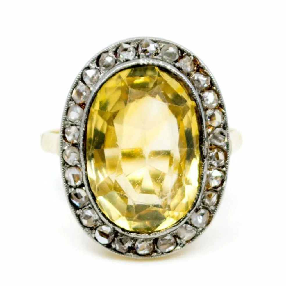 Bague citrine, diamants