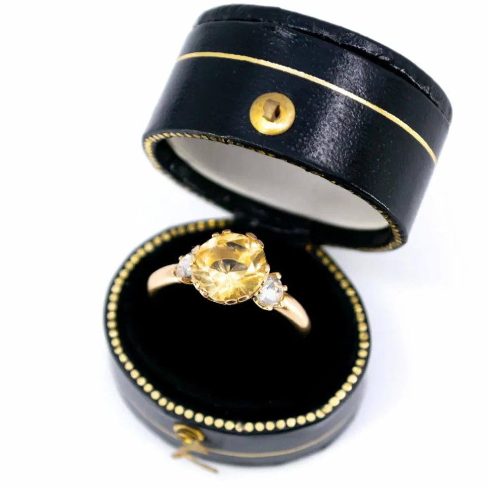 Bague citrine, diamants