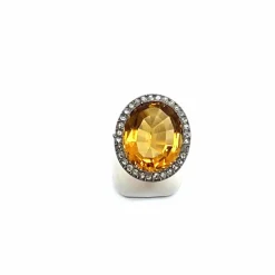 Bague citrine et diamants