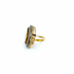 Bague citrine et diamants