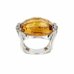Bague citrine et diamants