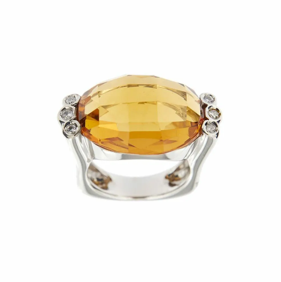 Bague citrine et diamants